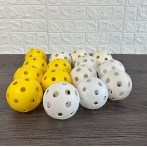 15 Pcs Plastic Hollow Pickleballs Training Baseballs Indoor Outdoor White Yellow